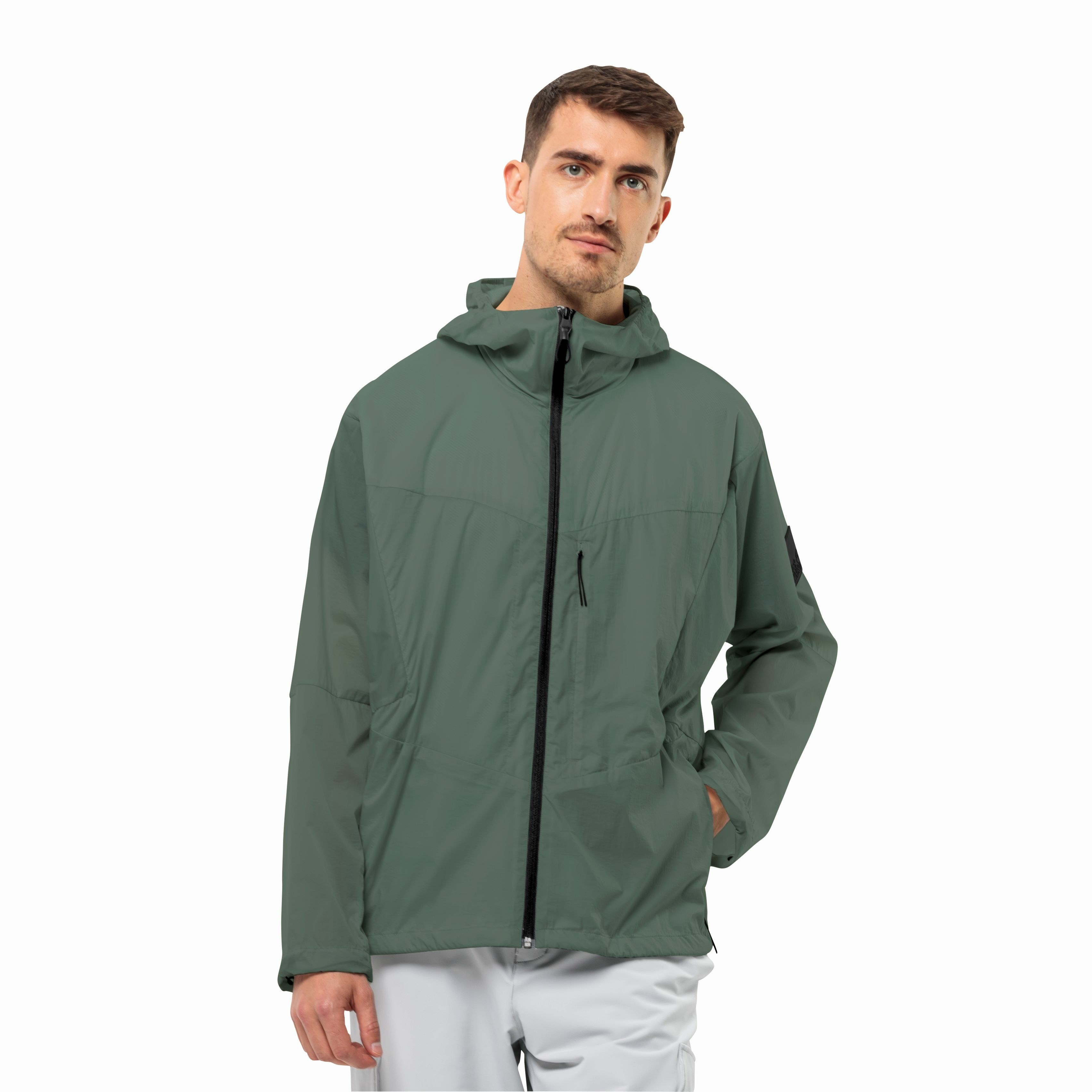 Męska kurtka wiatroszczelna Jack Wolfskin WANDERJAHR JKT M hedge green - XL
