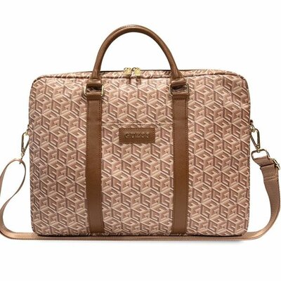 Torba na laptopa GUESS GCube Stripes 16 cali Brązowy