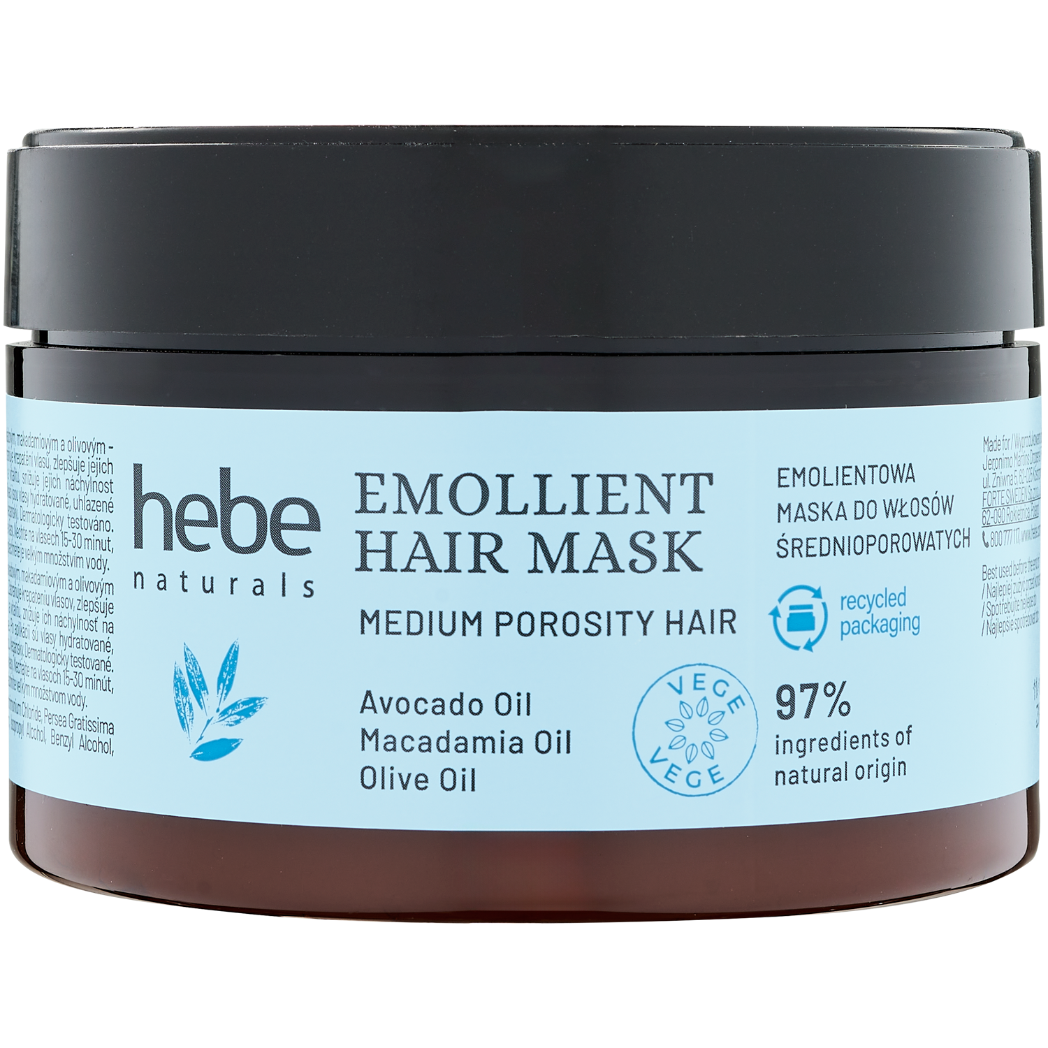 Hebe Naturals Emollient Hair Mask emolientowa maska do włosów średnioporowatych, 230 ml