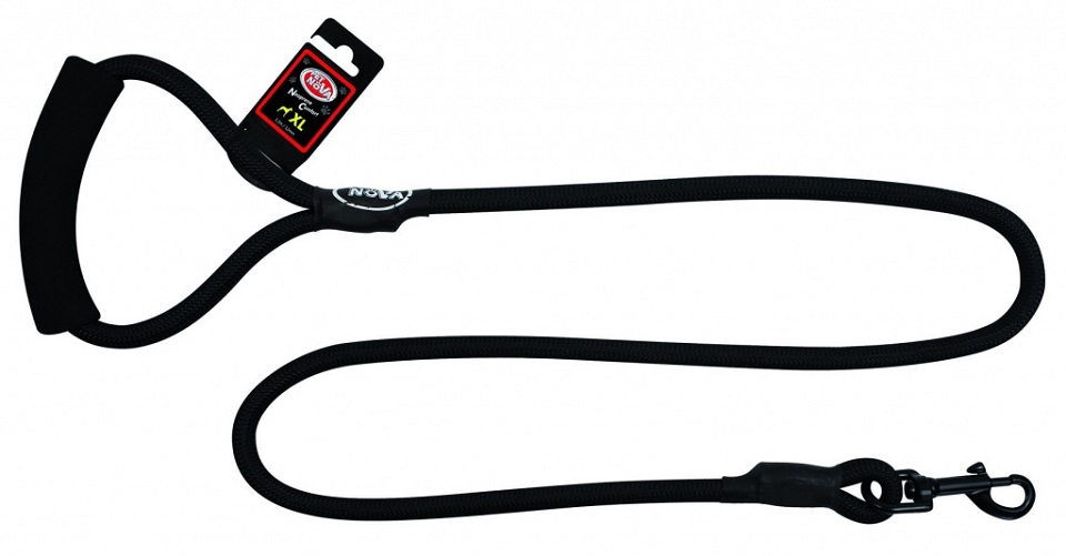 PET NOVA Smycz nylonowa z uchwytem sznur 120 cm / 1,2 cm czarna