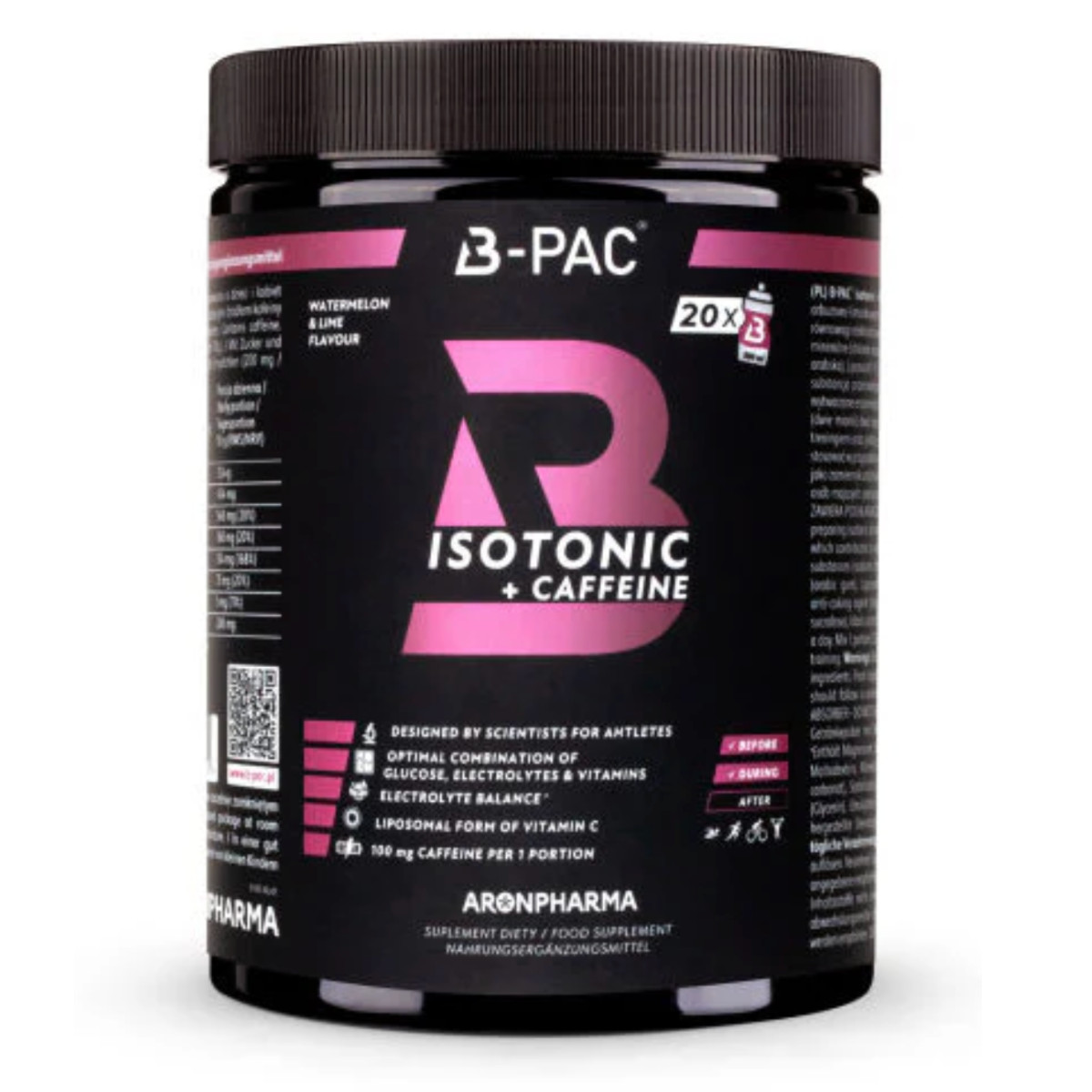 Aronpharma B-PAC Isotonic + Caffeine suplement diety o smaku arbuz-limonka, 500 g