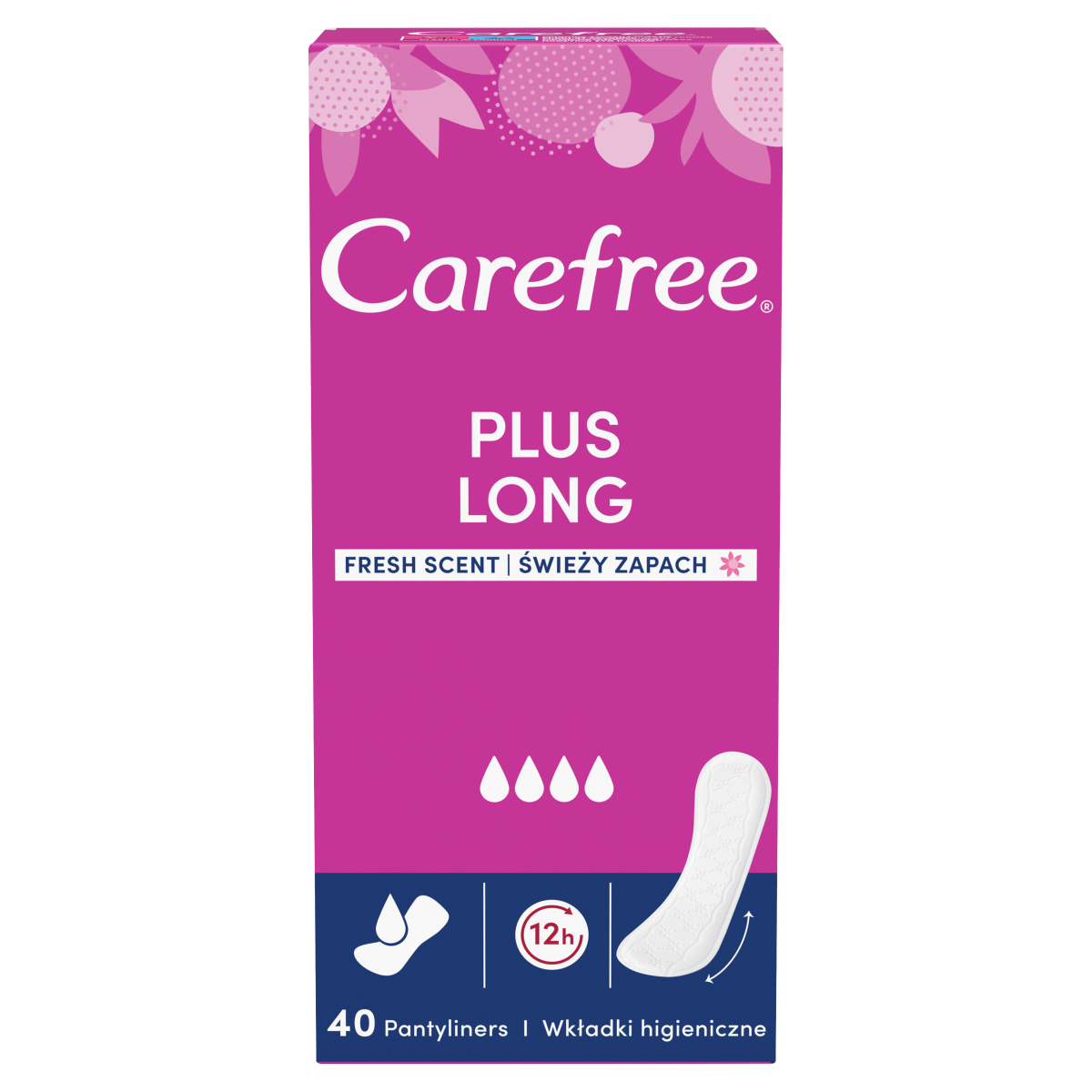  Carefree Plus Long ekstra długie wkładki higieniczne, 40 szt.