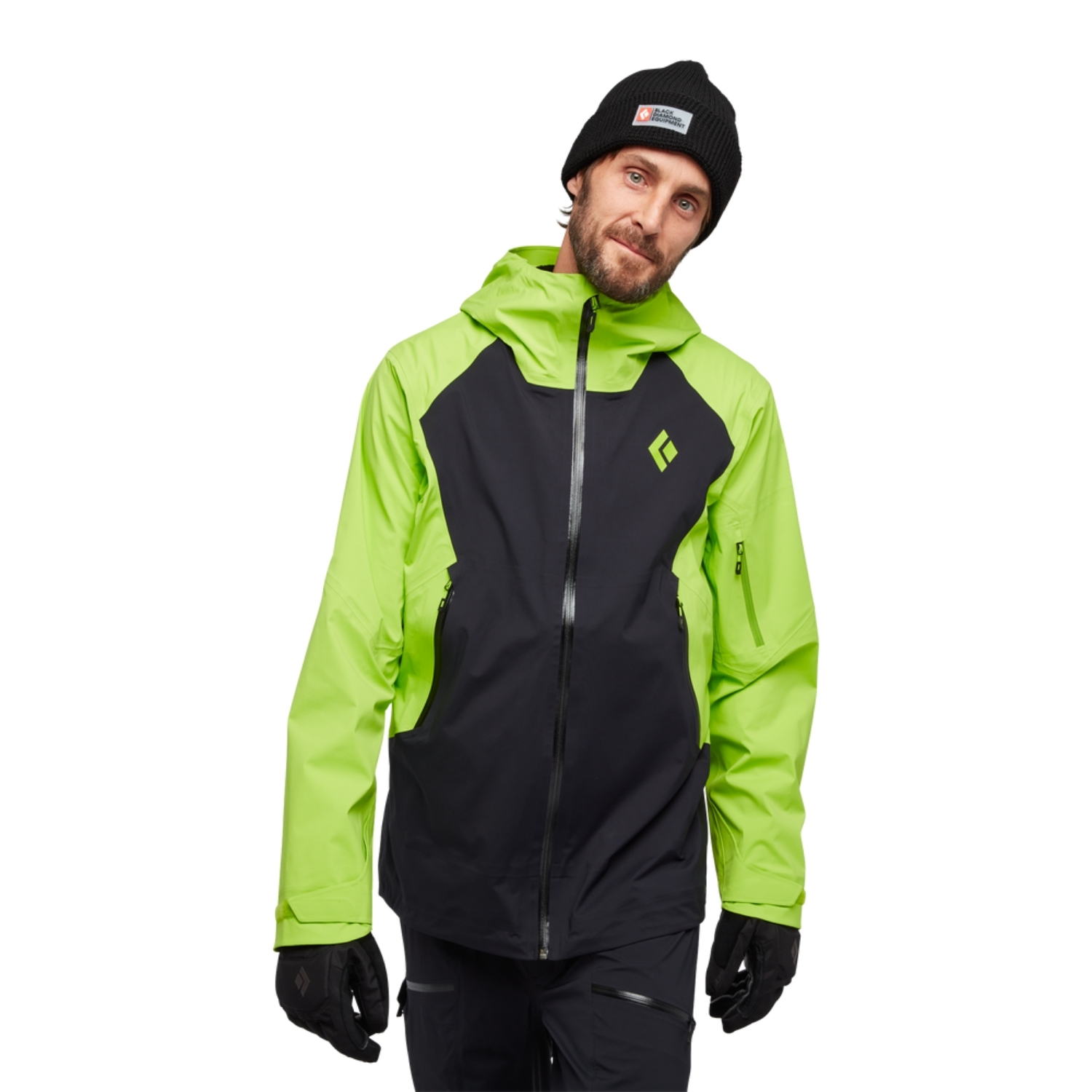 Męska kurtka narciarska Black Diamond RECON STRETCH LT SHELL black/lime green - M