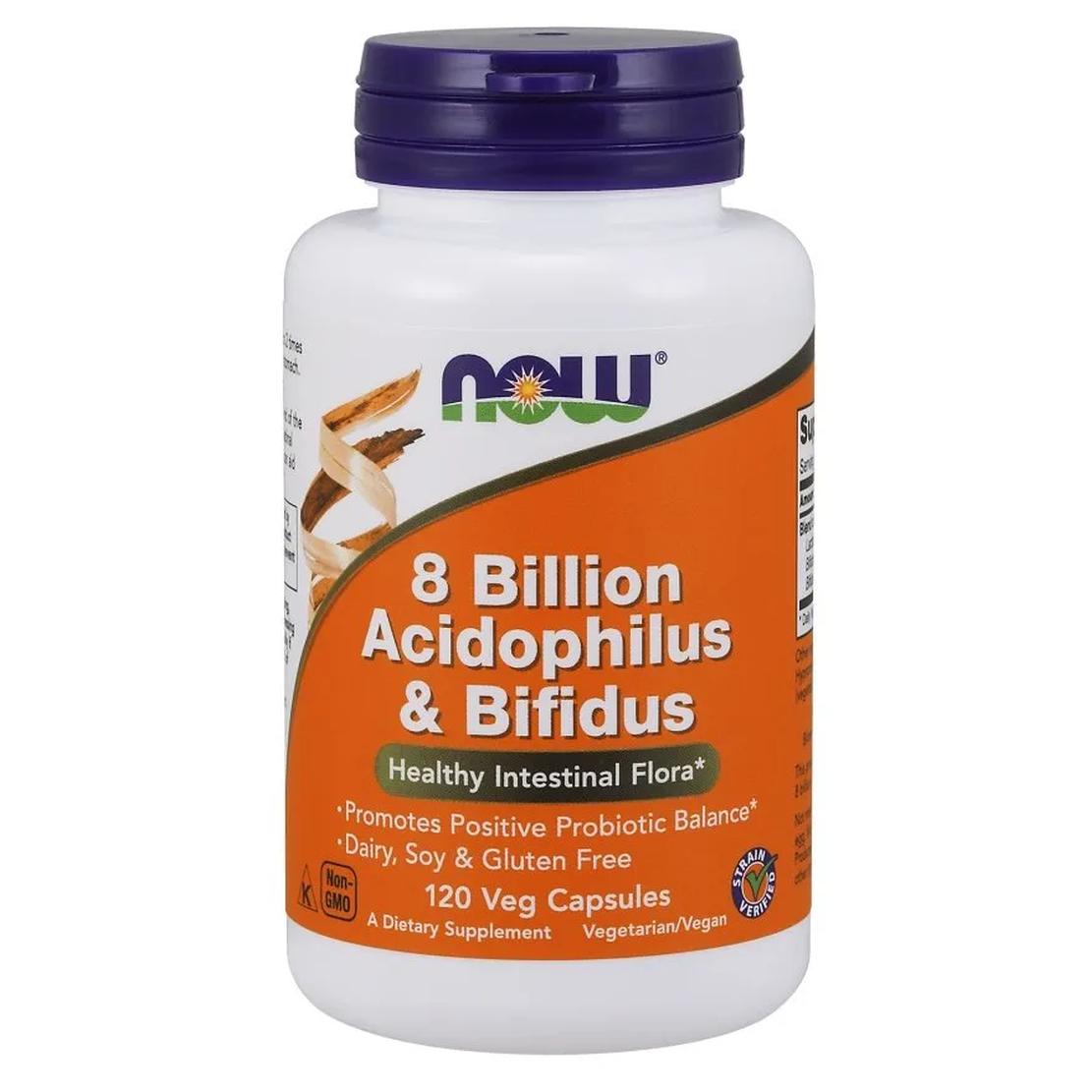 Now Foods suplement diety 8 Billion Acidophilus & Bifidus, probiotyk, 120 kaps./1 opak.