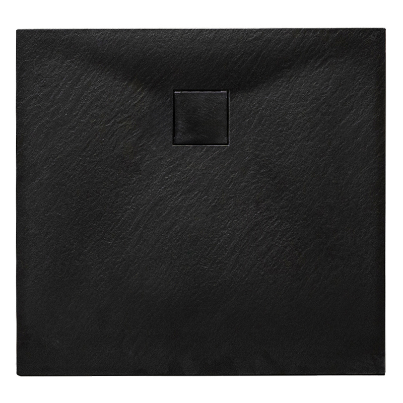BRODZIK PRYSZNICOWY KAMIENNY KWADRATOWY SLIM RIKO CZARNY 80x80 CM