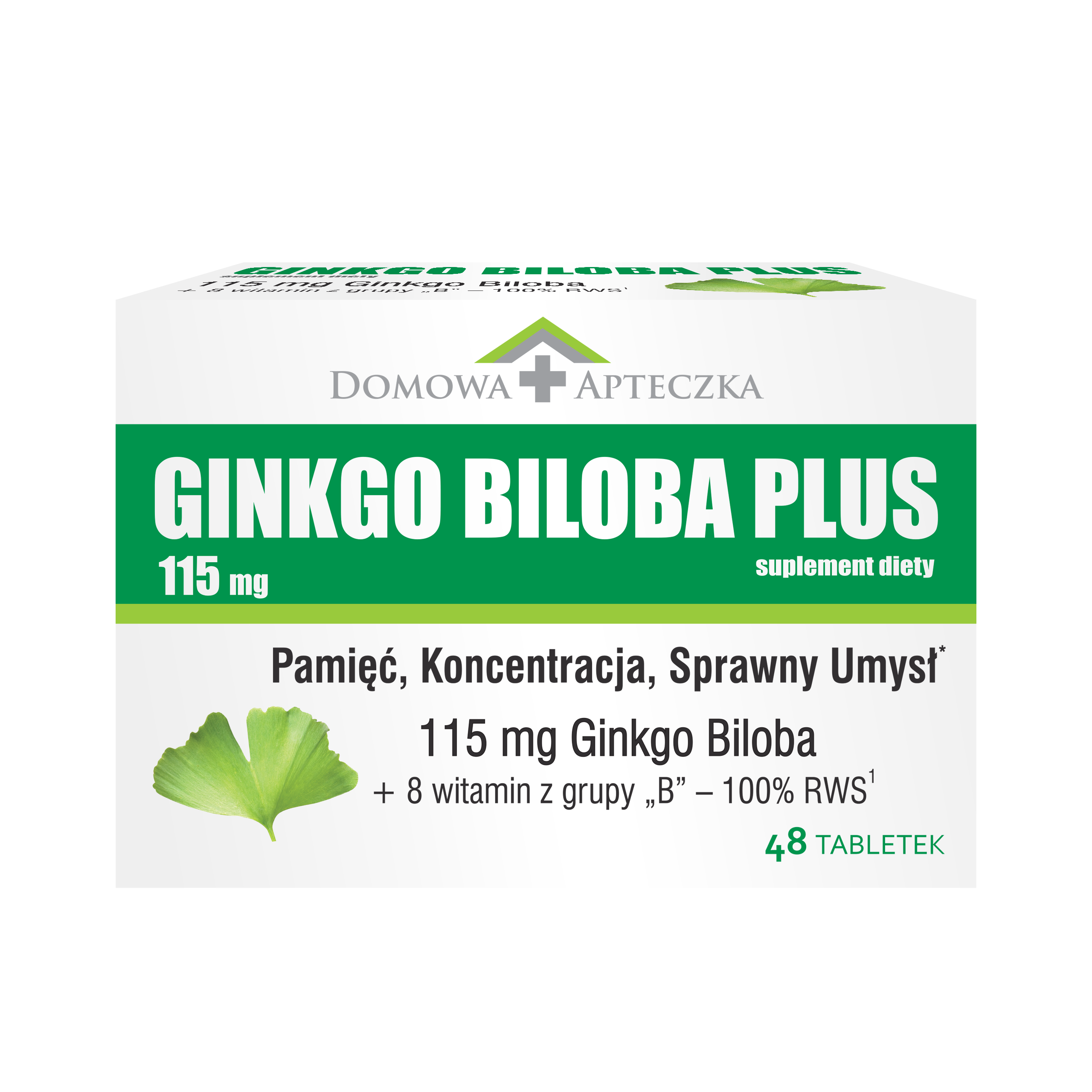 Domowa Apteczka Ginko Biloba Plus suplement diety ginkgo biloba plus 115 mg, 48 kaps./1 opak.