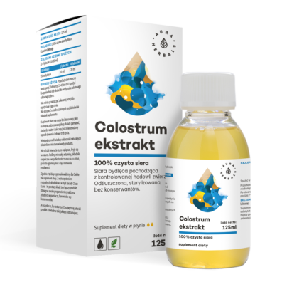 Aura Herbals, Colostrum Extrakt 100%, suplement diety, czysta siara bydlęca, 125 ml