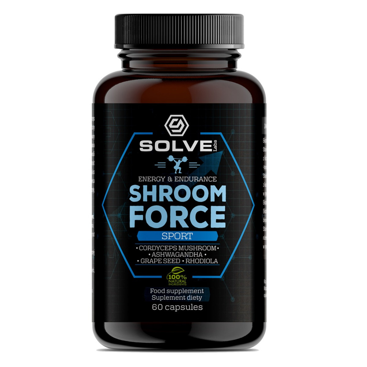 Solve Labs Shroom Force – Cordyceps Sinensis ATP pre-workout suplement diety, 60 kaps./1 opak.
