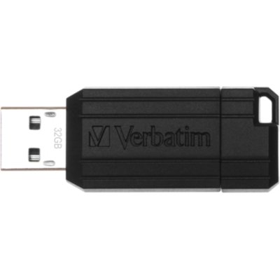 Pendrive VERBATIM PinStripe 32GB, USB 2.0, Odczyt 12 Mb/s, Zapis 5 Mb/s Czarny