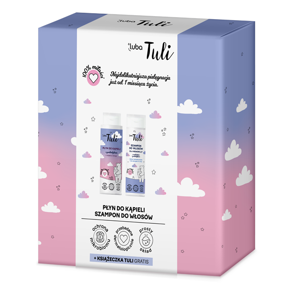Luba Tuli zestaw: płyn do kąpieli o zapachu mango, 400 ml + szampon do włosów, 250 ml + książeczka, 1 szt.