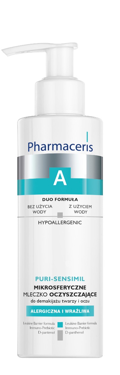 Pharmaceris A Puri-Sensimil, mikrosferyczne mleczko oczyszczające do demakijażu twarzy i oczu, 190 ml