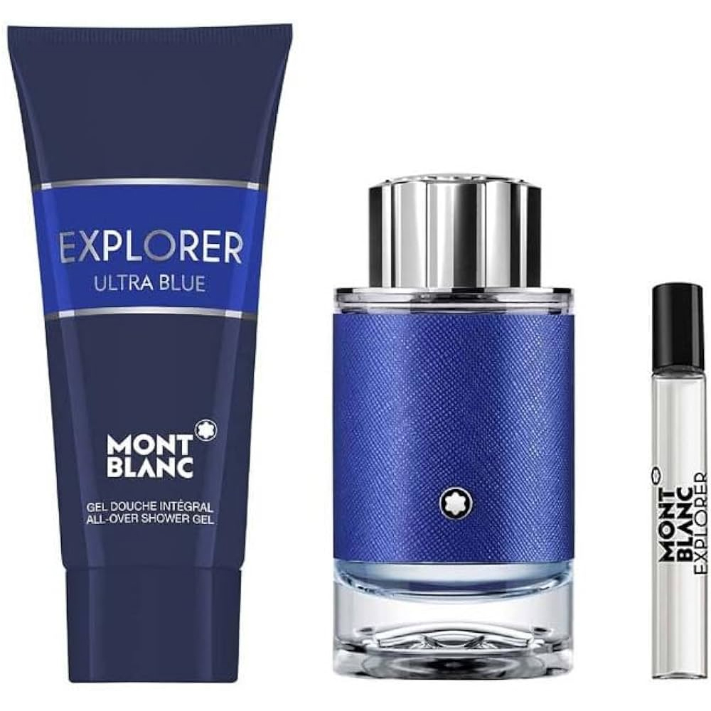 Mont Blanc Explorer Ultra Blue zestaw: woda perfumowana męska, 100 ml  + woda perfumowana męska, 7,5 ml + żel pod prysznic, 100 ml