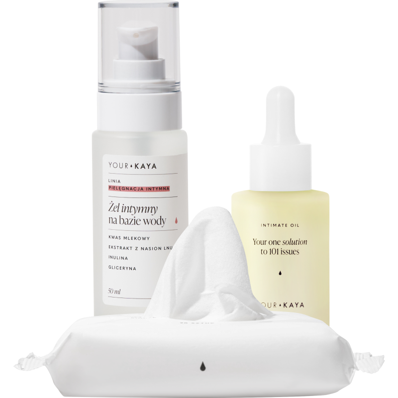 Your Kaya zestaw: żel intymny, 50 ml + olejek intymny, 30 ml + chusteczki do higieny intymnej, 20 szt./1 opak.