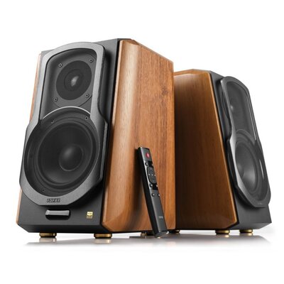 Aktywne, Podstawkowe kolumny głośnikowe EDIFIER S1000MKII Orzech (2 szt.), Obudowa MDF, BT 5.0, Bass Reflex, Hi-Res Audio