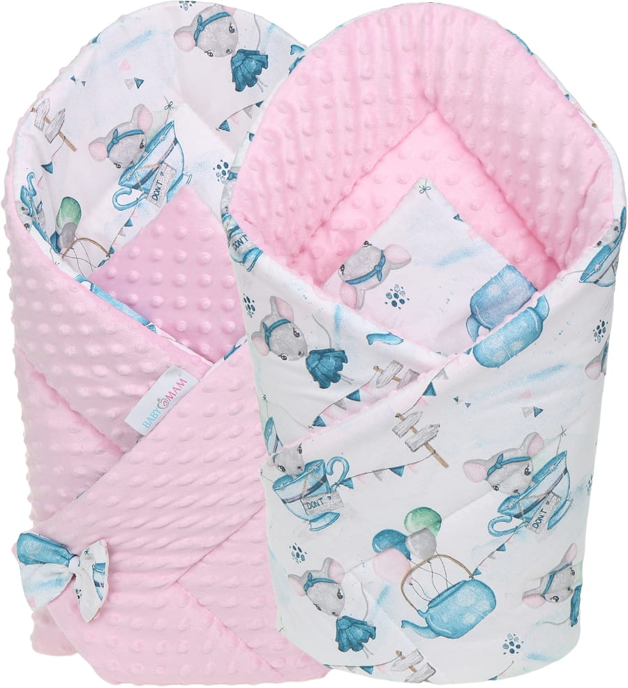 Babymam rożek becik niemowlęcy otulacz minky 80x80