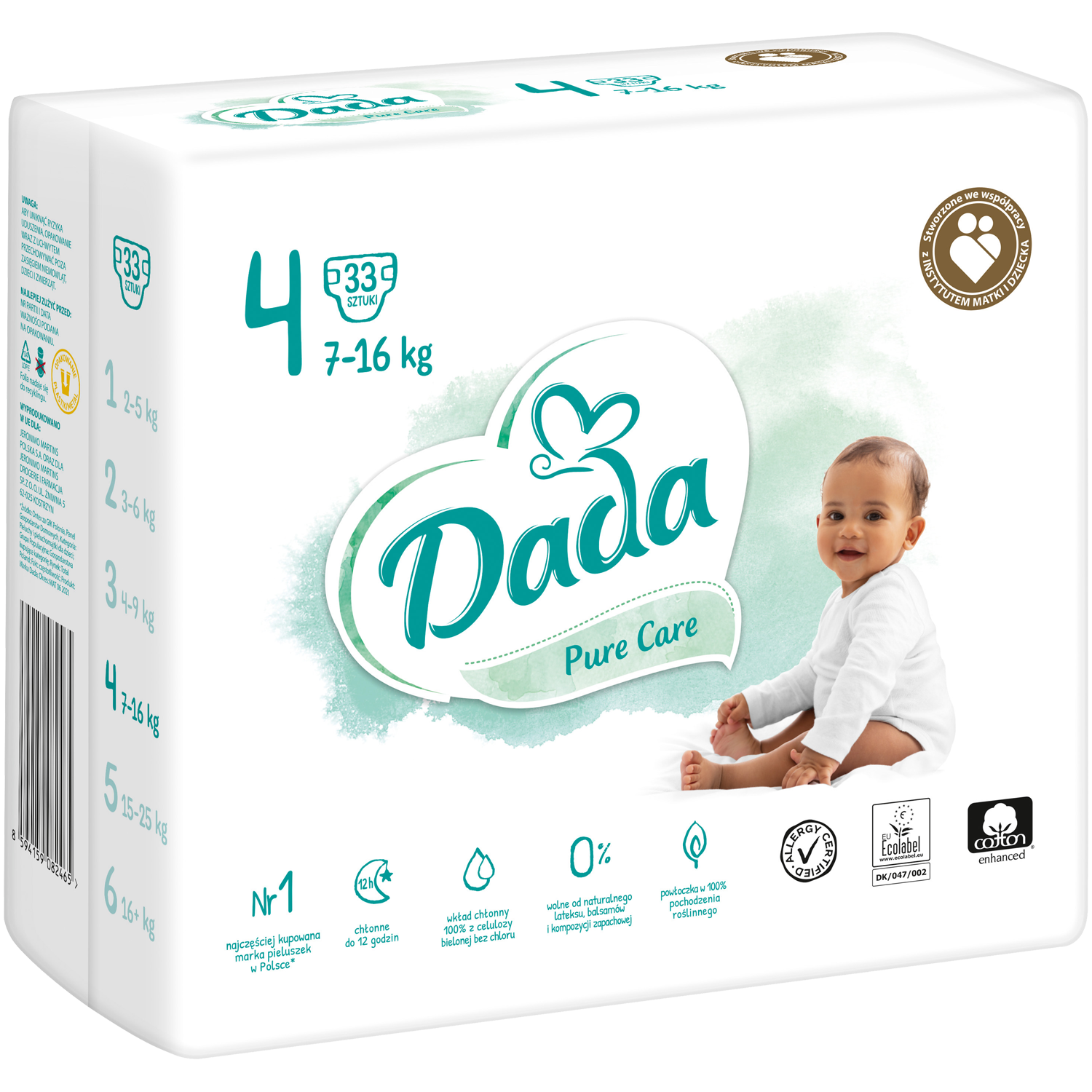Dada Pure Care pieluchy dla dzieci maxi, 33 szt./1 opak.