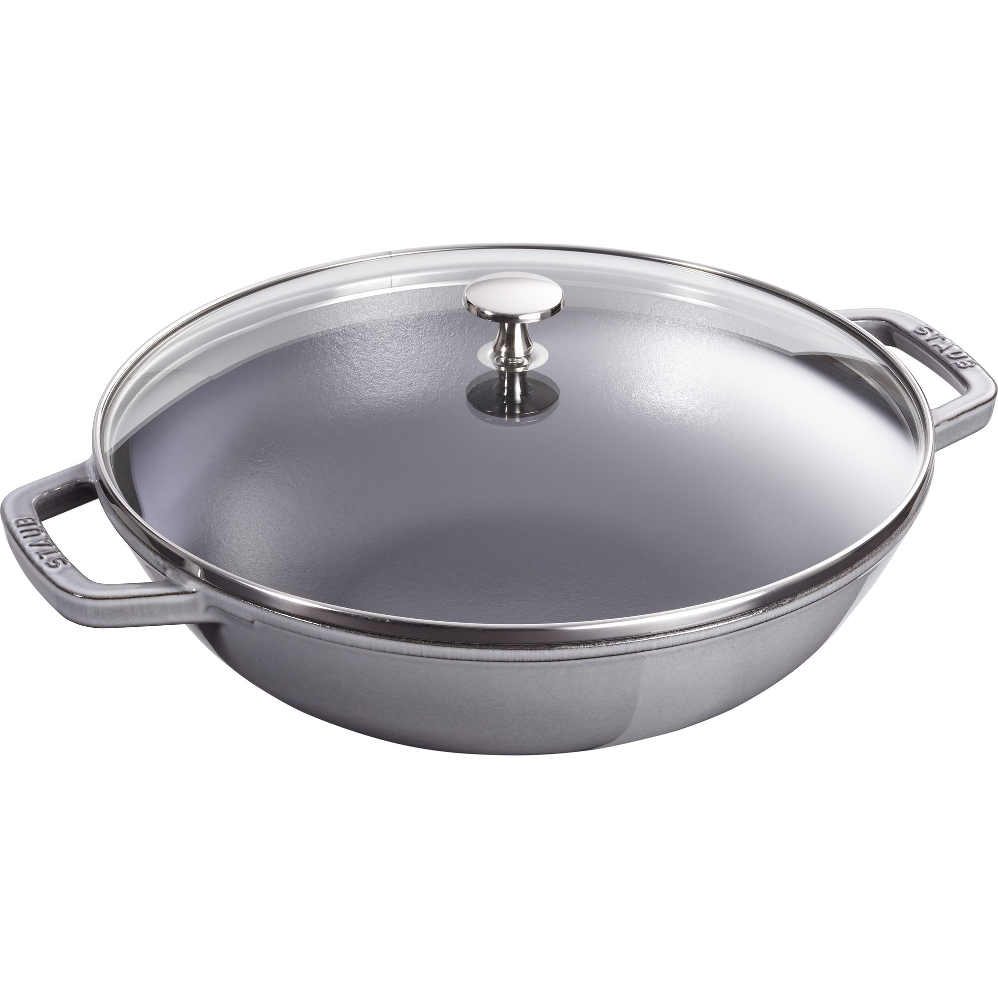 Staub - Wok żeliwny z pokrywką 30 cm grafitowy szary