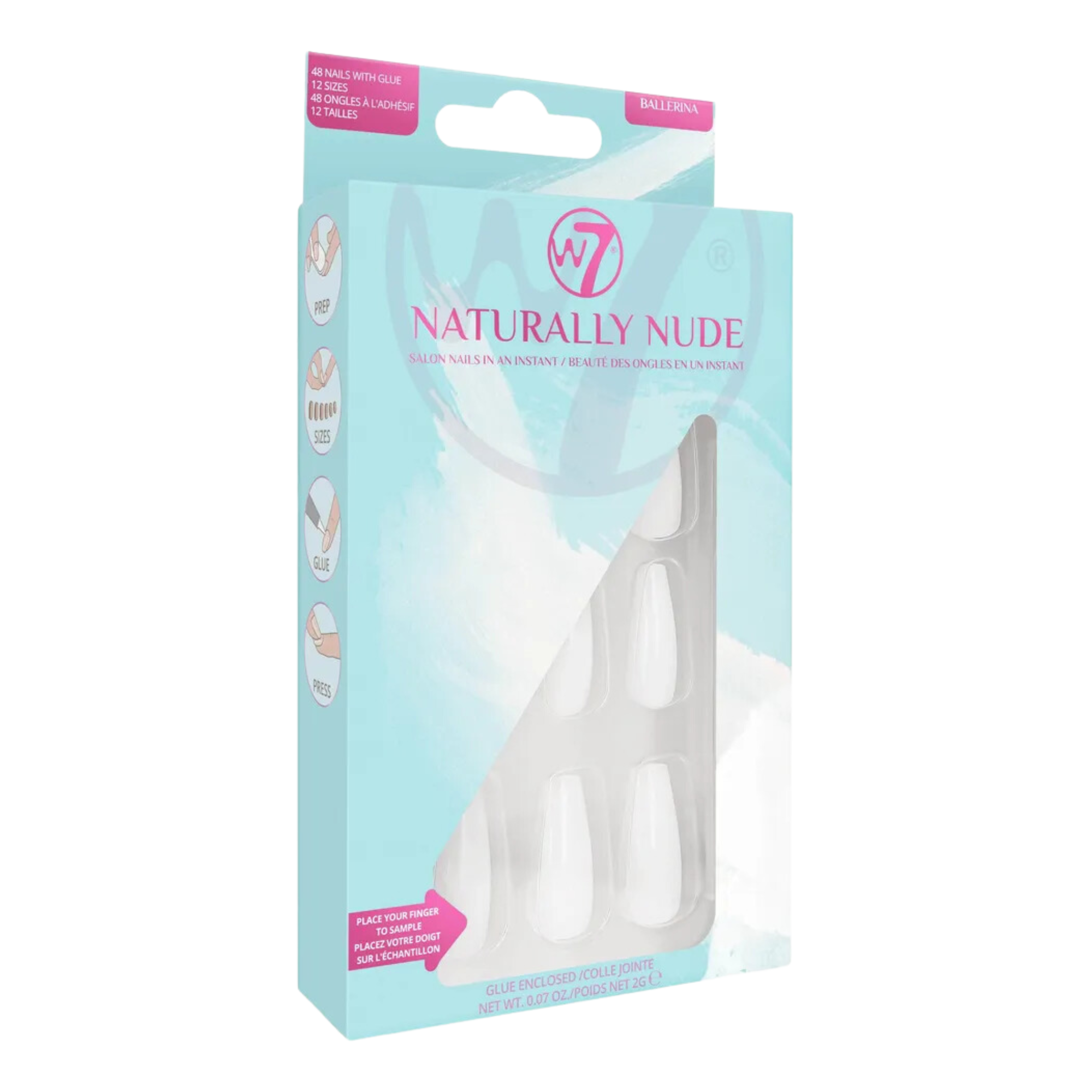 W7 Naturally Nude sztuczne paznokcie Ballerina, 24 szt./1 opak.