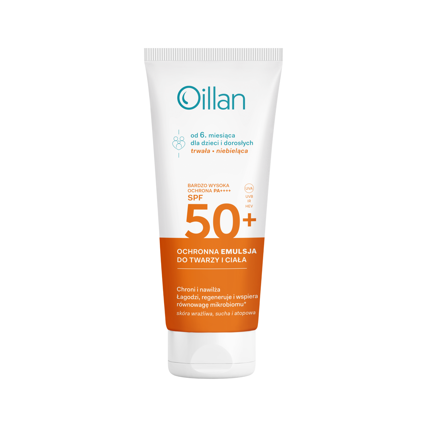 Oillan Sun ochronna emulsja przeciwsłoneczna z SPF50 do twarzy i ciała dla skóry wrażliwej, 100 ml