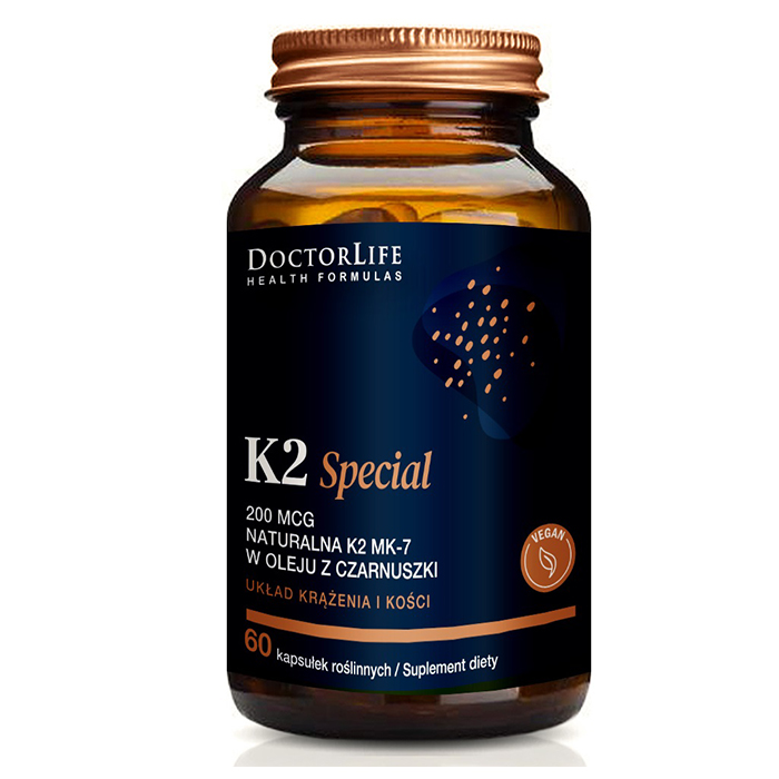 Doctor Life K2 organiczny olej kokosowy naturalna MK-7 suplement diety, 60 kaps./1 opak.