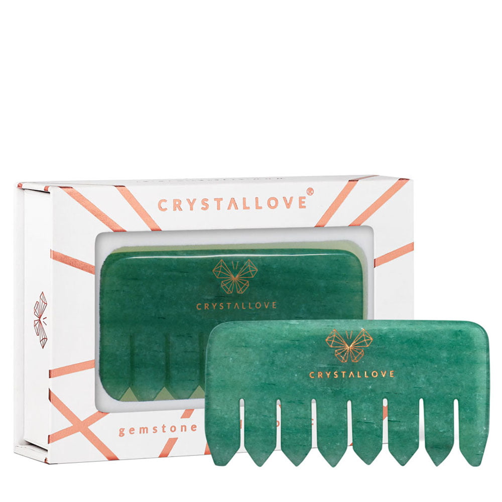 Crystallove Crystal Collection grzebień do masażu skóry głowy i ciała z awenturynu, 1 szt.