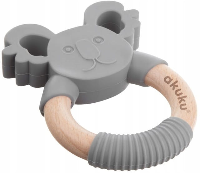 Akuku gryzak silikonowo drewniany ząbkowanie