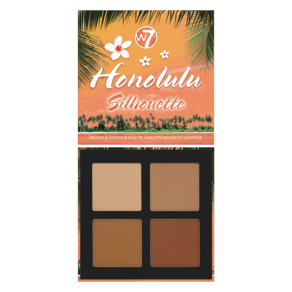 W7 Honolulu Silhouette paleta bronzerów do konturowania twarzy, 18 g
