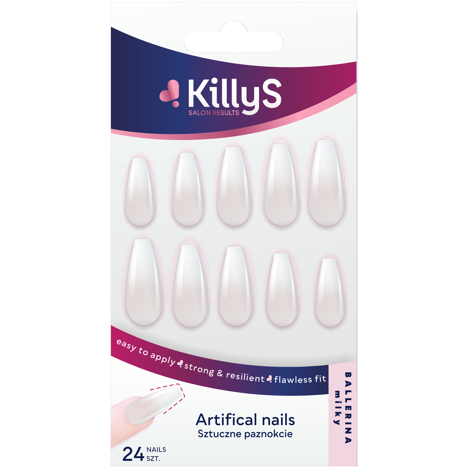 KillyS Ballerina sztuczne paznokcie mleczne, 1 opak.