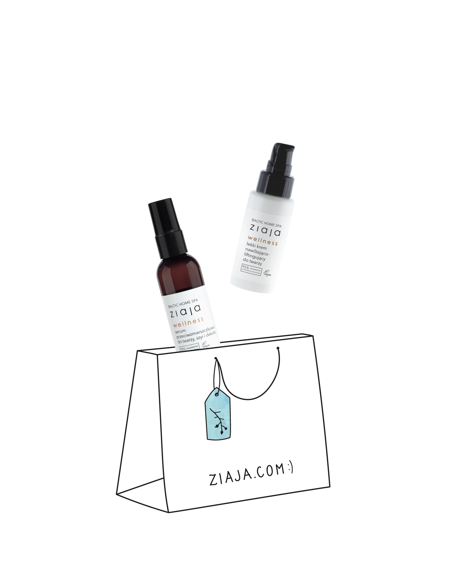 duet baltic home spa wellness serum przeciwzmarszczkowe do twarzy, szyi i dekoltu + baltic home spa wellness lekki krem nawilżająco-liftingujący do twarzy Ziaja