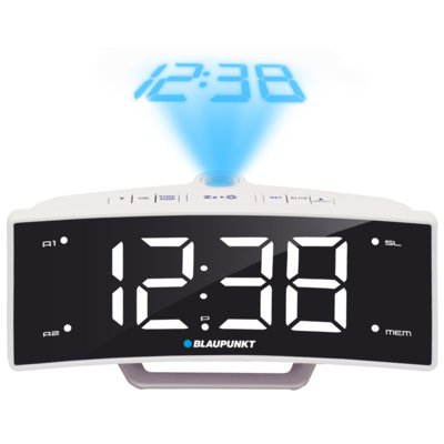 Radiobudzik BLAUPUNKT CRP7WH Biały, Tuner FM, Projekcja czasu na ścianie, Gniazdo USB, Zasilanie Bateryjno-sieciowe