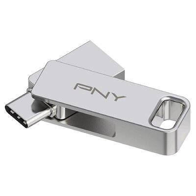 Pendrive PNY Duo Link 128GB, USB-C / USB 3.2 Gen. 1 (USB 3.0), Odczyt 200 Mb/s Srebny