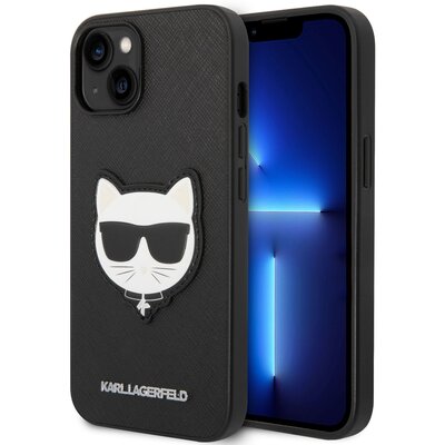 Etui KARL LAGERFELD Saffiano Choupette Head Patch do Apple iPhone 14 Czarny