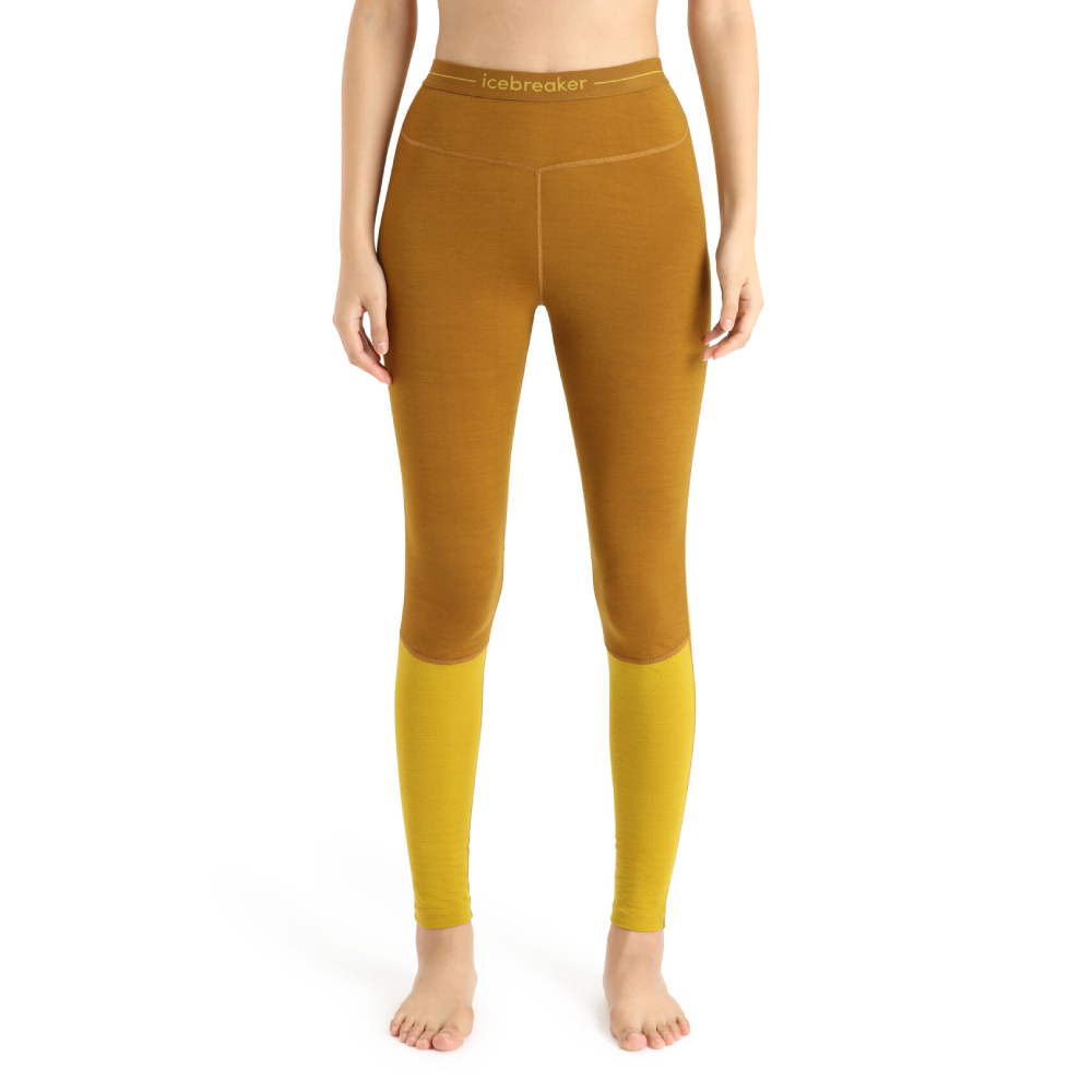 Legginsy termoaktywne damskie Icebreaker 200 ZoneKnit™ Merino Leggings clove/silent gold - L