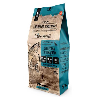 Karma dla psa WIEJSKA ZAGRODA Cielęcina z pstrągiem M 20 kg