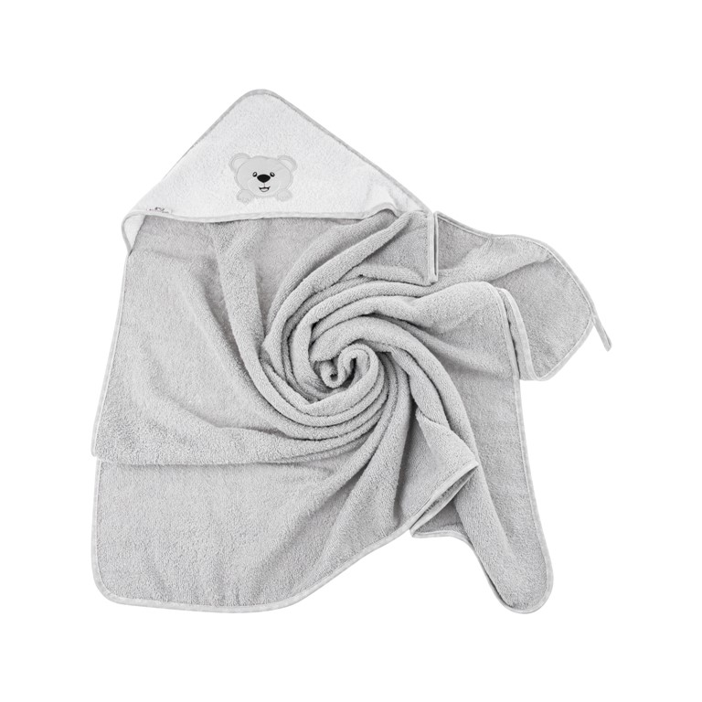 Bocioland okrycie kąpielowe miś 100x100 cm szare, 1 szt.