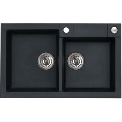 Zlewozmywak dwukomorowy ALVEUS Rock 90 1219091 Czarny 48x78