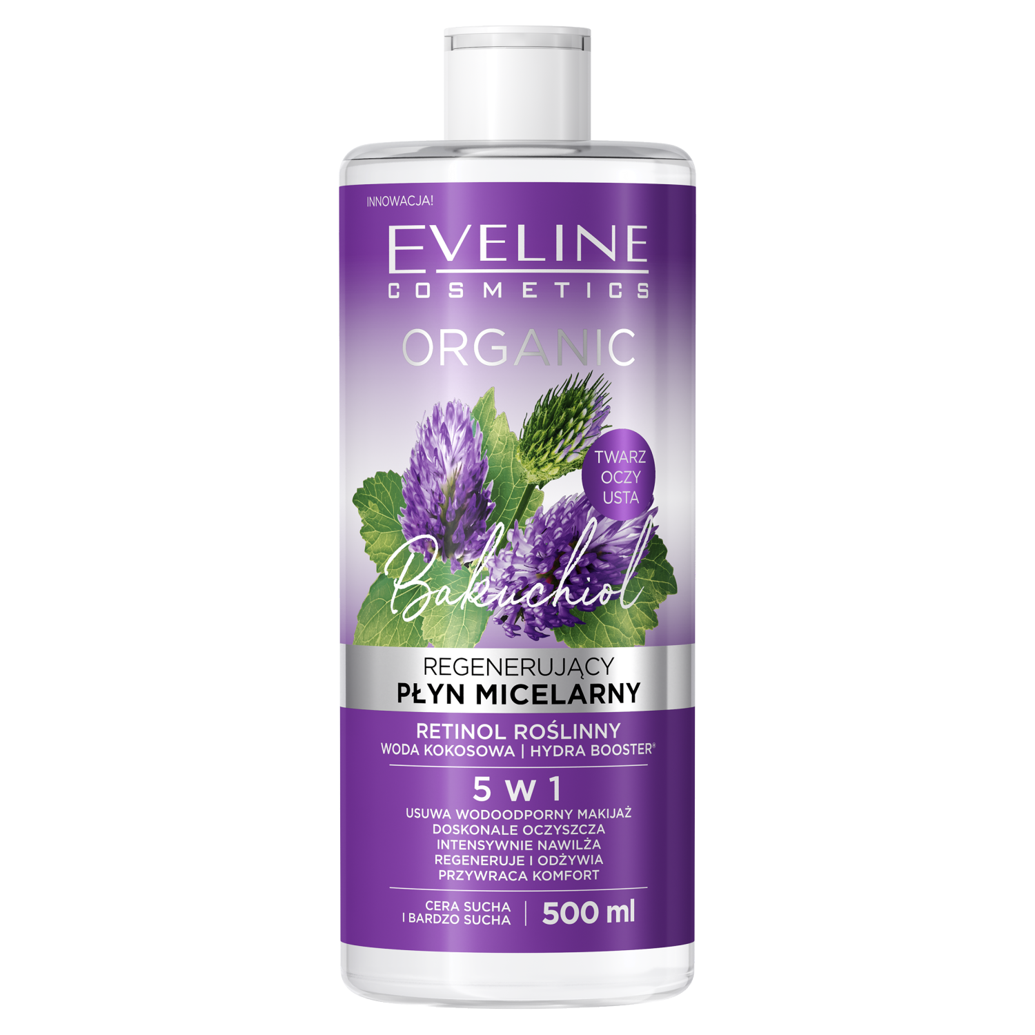 Eveline Cosmetics Organic Bakuchiol płyn micelarny do twarzy, 500 ml