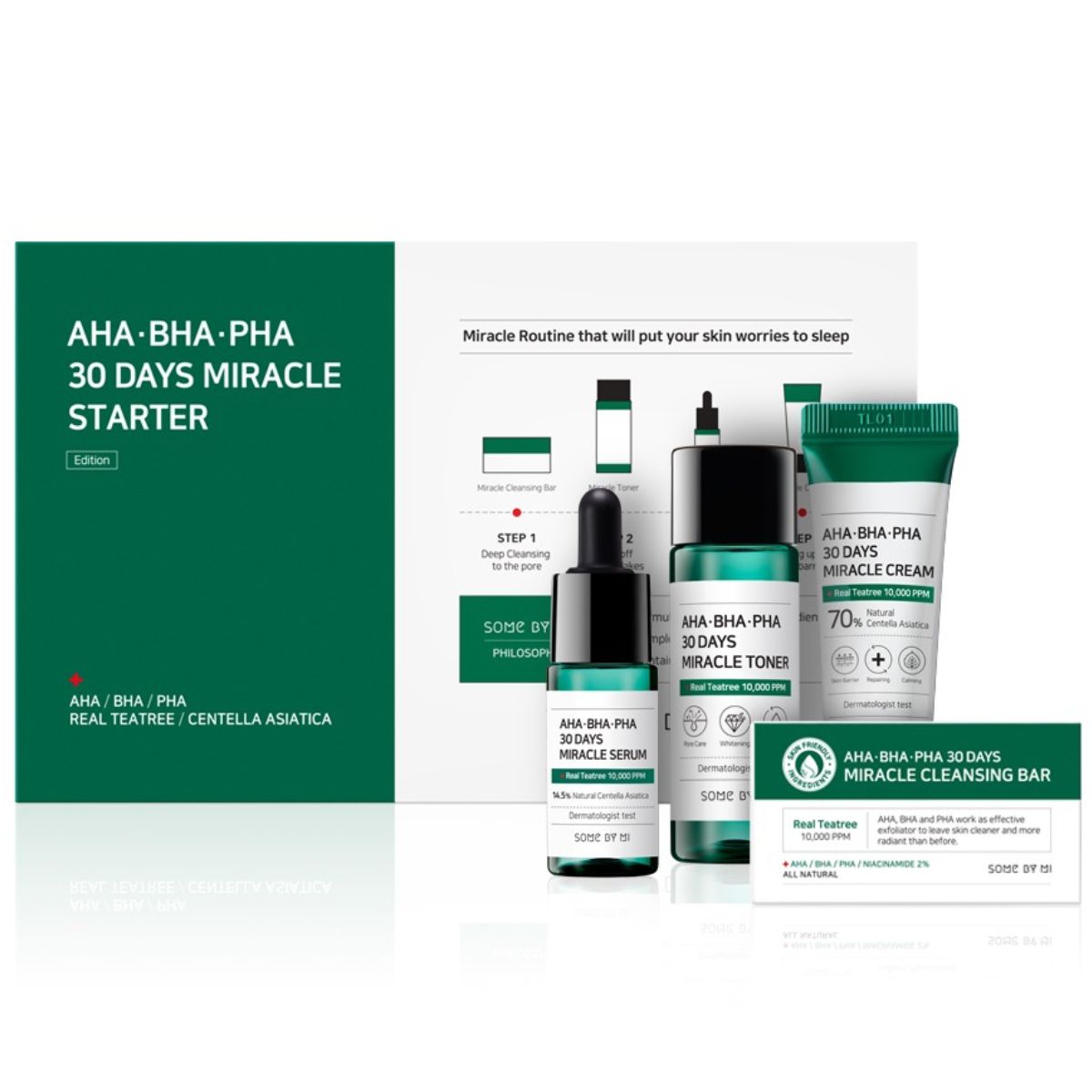 Some By Mi zestaw miniaturek do cery trądzikowej: mydło, 30 g + serum, 10 ml + krem, 20 g + tonik, 30 ml