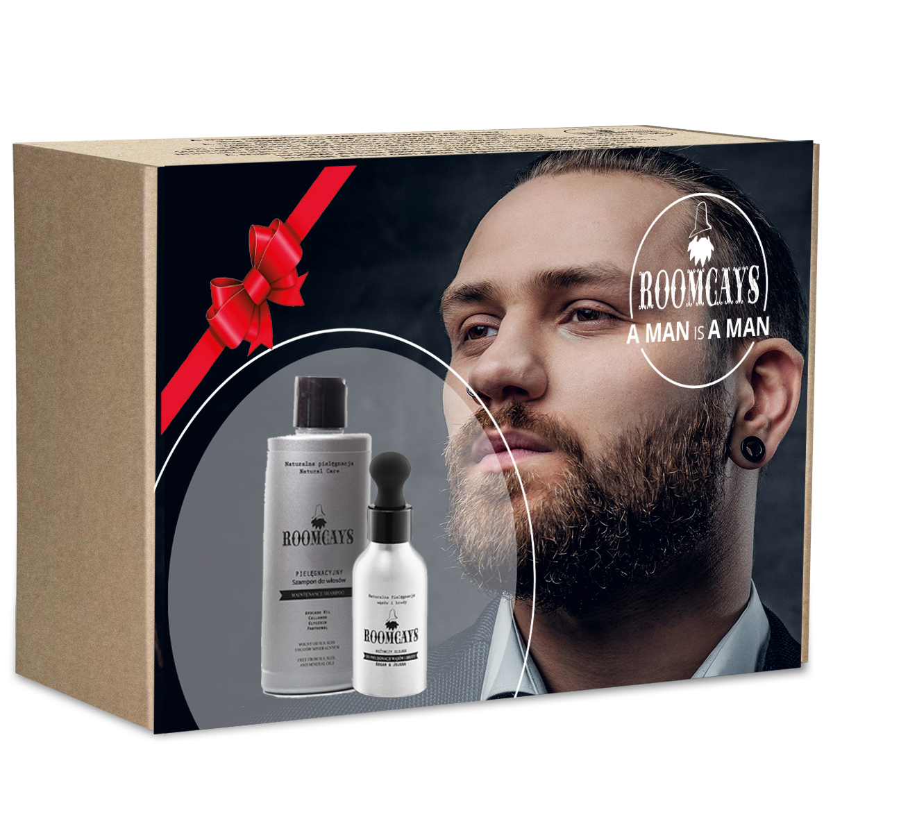 Roomcays NO.3 zestaw: odżywczy olej do pielęgnacji brody, 50 ml + szampon do mycia brody i wąsów, 120 ml 