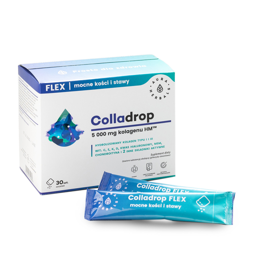 Aura Herbals Colladrop Flex suplement diety, kolagen morski 5000 mg, 30 sasz./1 opak.