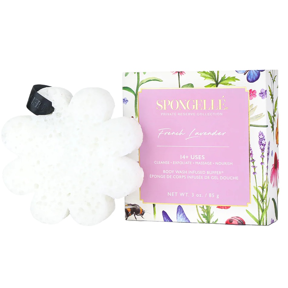 Spongelle Boxed Flower gąbka nasączona mydłem do mycia ciała French Lavender, 1 szt.