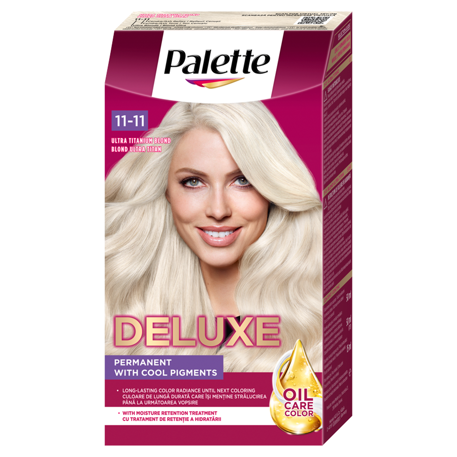 Palette Deluxe Oil-Care Color farba do włosów 11-11 ultra tytanowy blond, 1 opak.