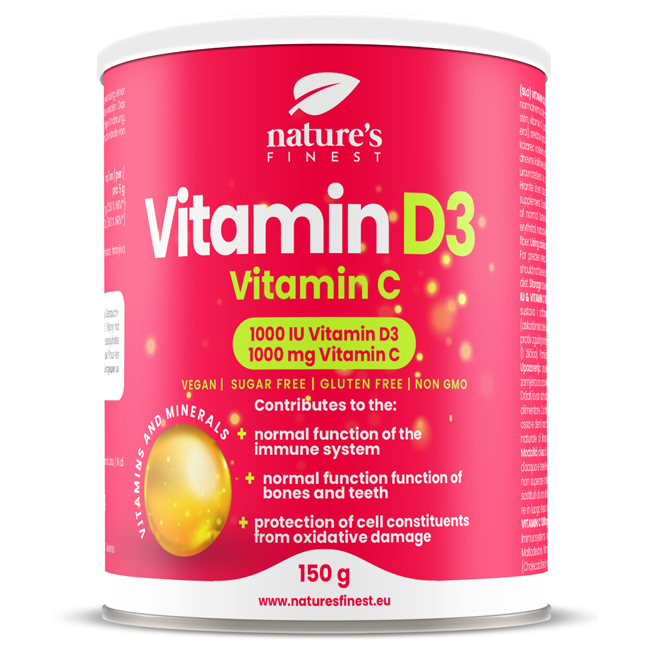 Nature's Finest Vitamin D3+Vitamin C suplement diety, 150 g
