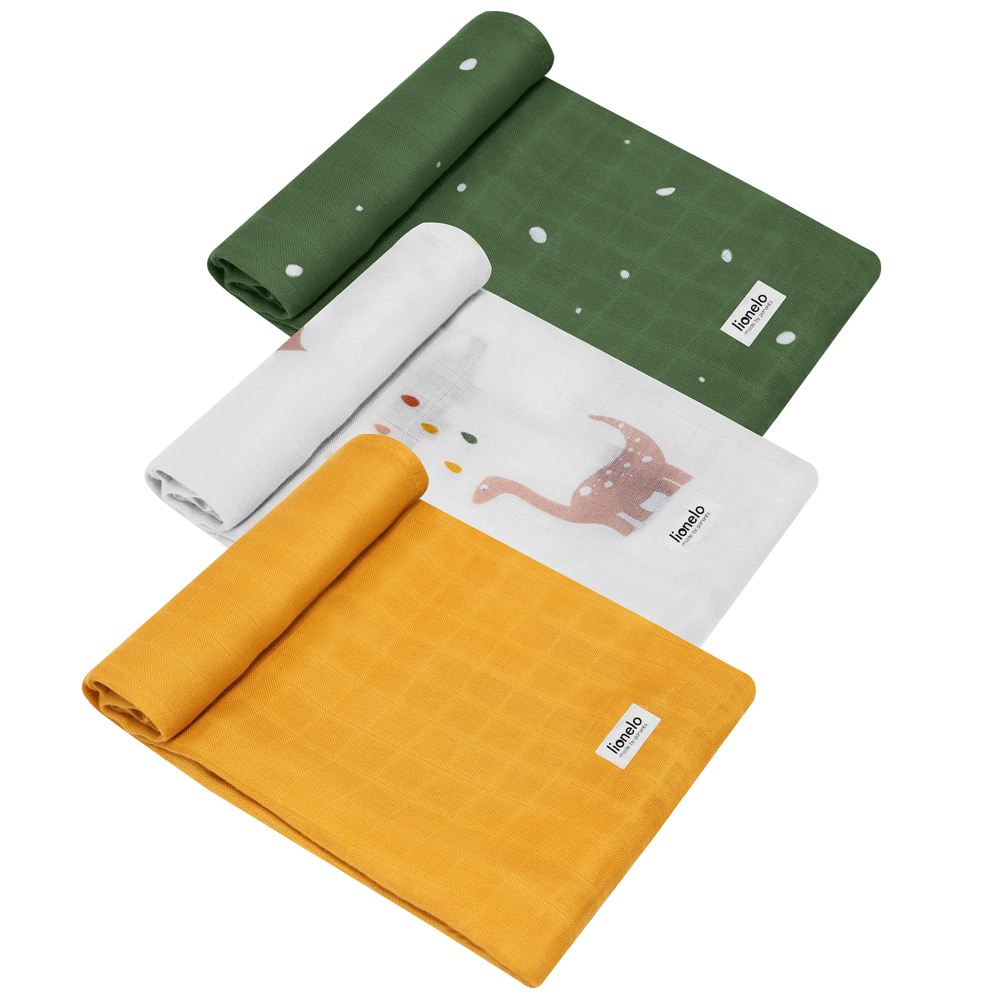 Lionelo Bamboo Set Dino zestaw pieluszek bambusowych 70x70 Dino, 3 szt./1 opak.