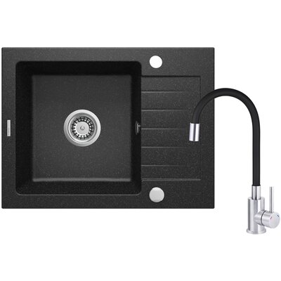 Zlewozmywak jednokomorowy z ociekaczem DEANTE Zorba ZQZC211A Grafitowy 44x58 + bateria stojąca