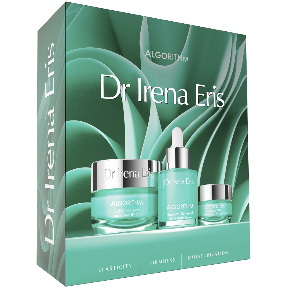 Dr Irena Eris Algorithm  zestaw: krem przeciwzmarszczkowy na dzień SPF20, 50 ml + wypełniający krem pod oczy, 15 ml + zaawansowane serum odmładzają...