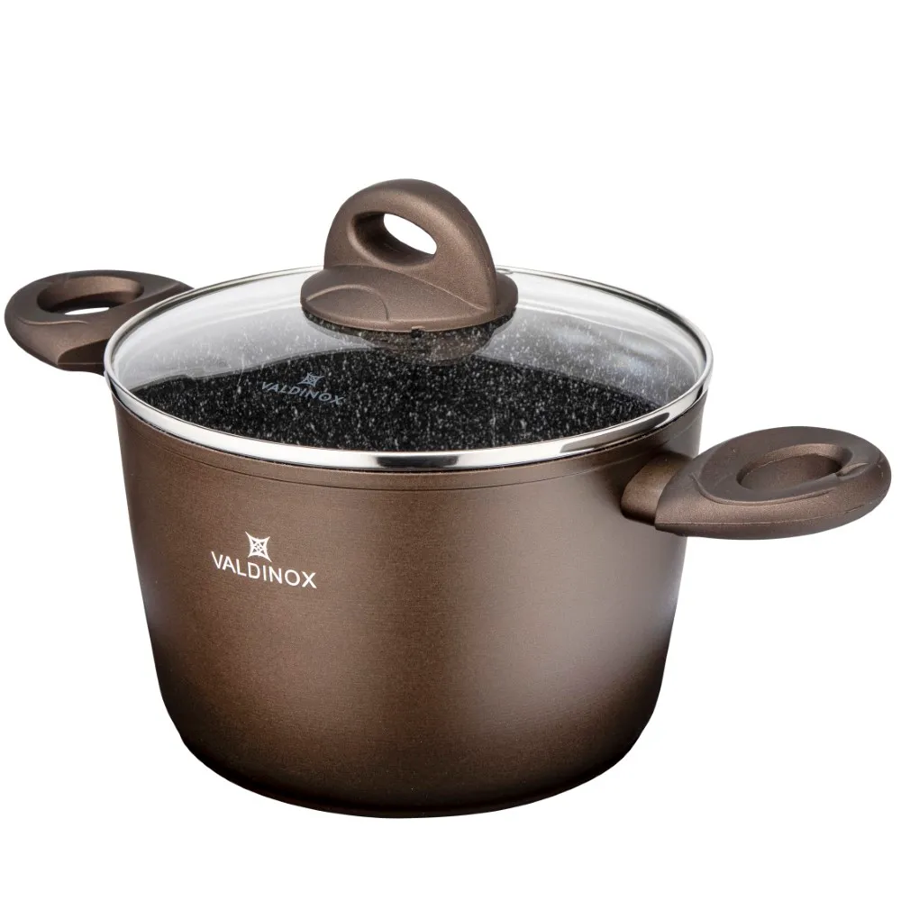 Garnek na indukcję aluminiowy z pokrywką Valdinox Aurum 6 l