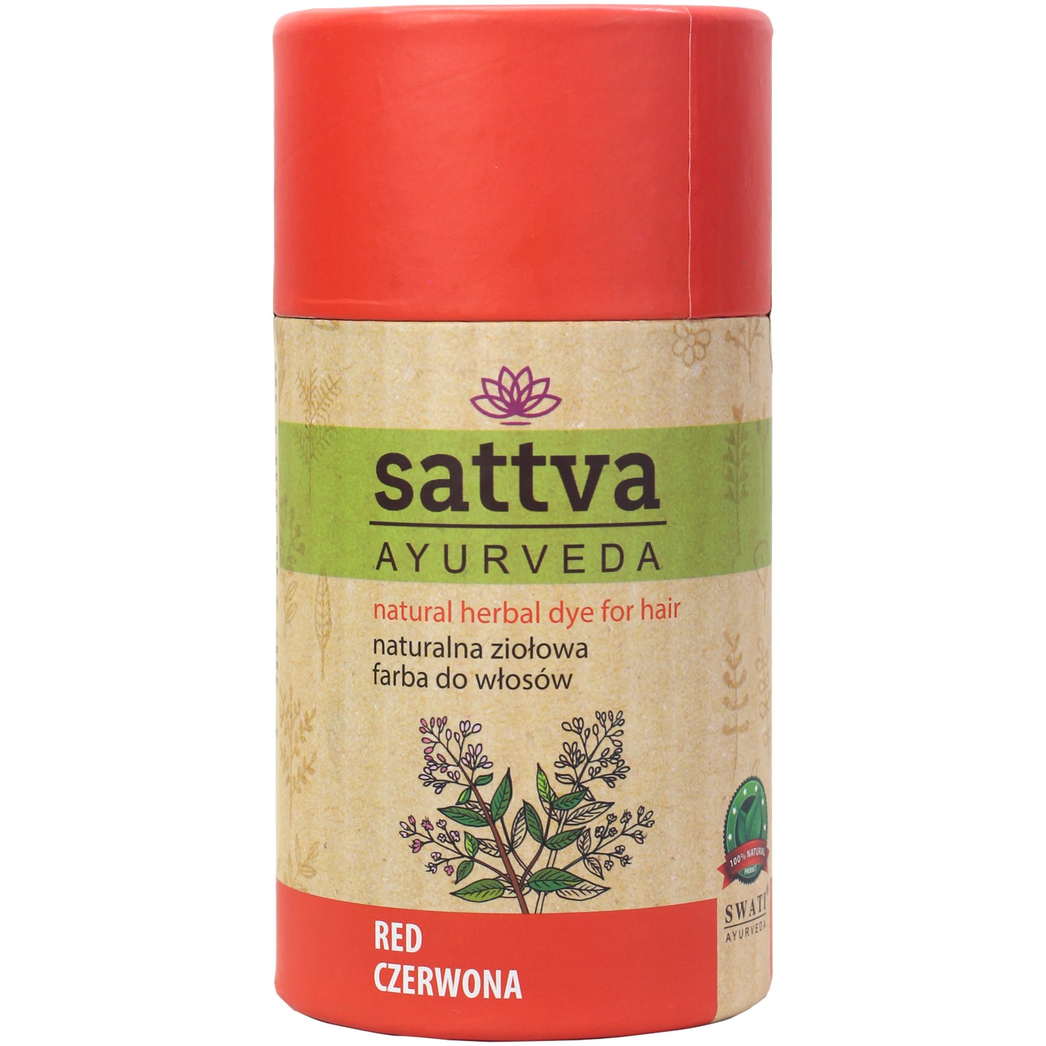 Sattva Ayurveda naturalna ziołowa farba do włosów czerwona, 150 g