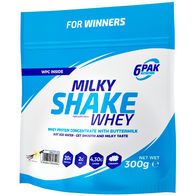 6Pak Milky Shake Whey odżywka białkowa o smaku waniliowym, 300 g