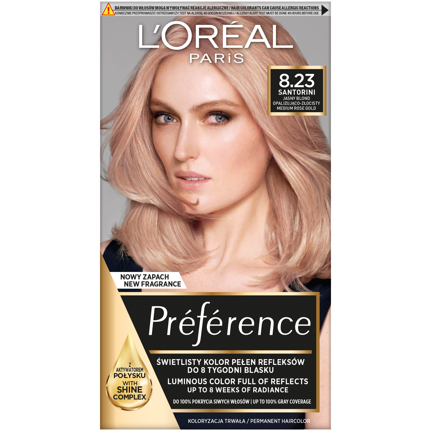 L'Oréal Paris Récital Préférence farba do włosów 8.23 jasny blond opalizująco-złocisty, 1 opak.